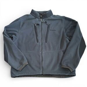 Simms Fishing Men’s Full Zip Jacket Sz XXL Windstopper Fleece Gray Poly Blend